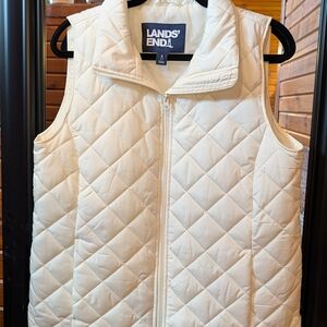 Lands' End Quilted Cream Vest